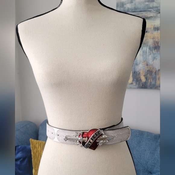 Accessories White Belt With Love Hurts Buckle Poshmark